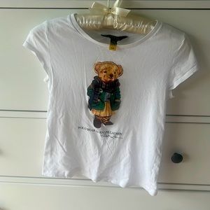 Polo Ralph Lauren white cotton bear t shirt girls size M age 8-10 years